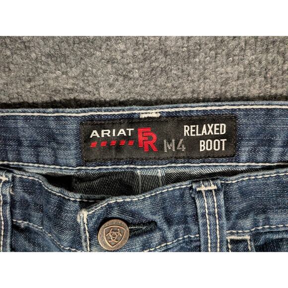 Ariat FR Jeans Mens Size 34x30 (36x29) Relaxed Bootcut Workwear Blue - Picture 6 of 10